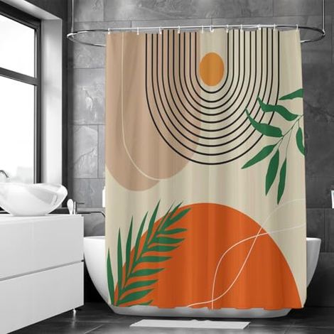 Rideau de douche anti-moisissures 180 x 200 cm - Motif texturé - Polyester - Avec anneaux de suspension - Style minimaliste moderne (1/5)