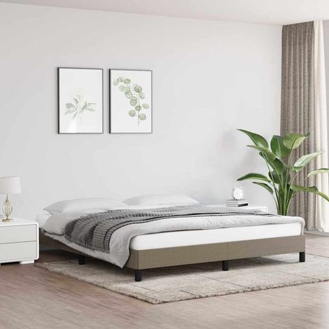 Lit double pour adulte Moderne - Cadre de lit Taupe 160x200 cm Tissu BV588017 - BonneVie (1/5)