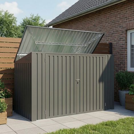 Coffre rangement extérieur 3150L acier galvanisé anthracite