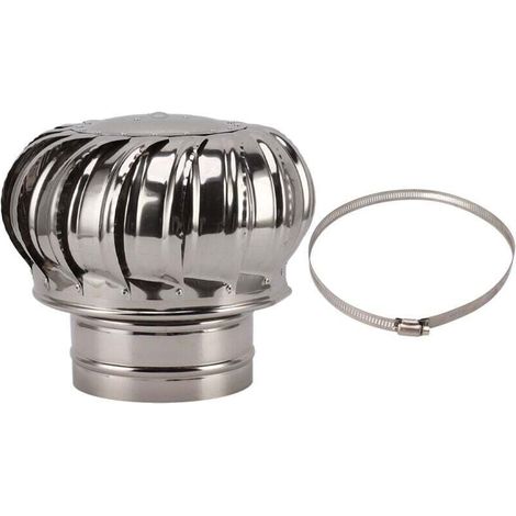 Stainless Steel Fireplace Fan Cap Anti-Draught Rotating Fan Cap with Thick Clamp 150 Type (1/4)