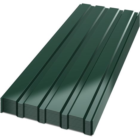 TolleTour Lot de 36 tôles trapézoïdales en acier galvanisé, 129 x 46 cm, épaisseur 0,25 mm, vert, environ 21 m² (1/5)