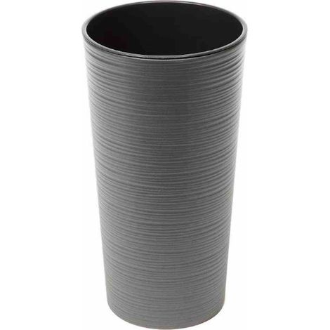 Pflanzgefäß LOCON GROOVE, anthrazit Rillenoptik, Ø 25 x 46,5 cm Kunststoffgefäß mit Einsatz (1/5)