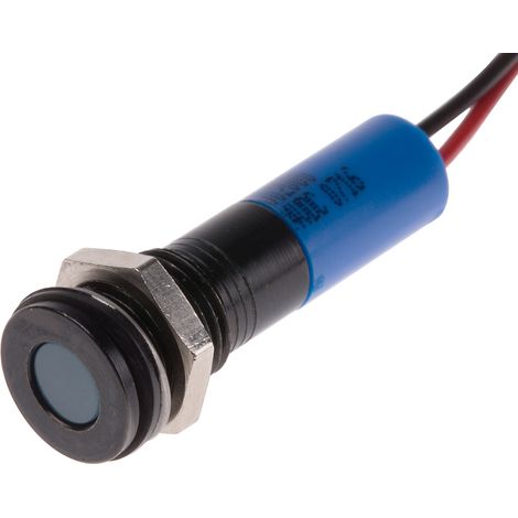 Voyant LED lumineux Bleu RS PRO, dia. 8mm, 24V c.c., IP67 ( Prix pour 1 ) (1/2)