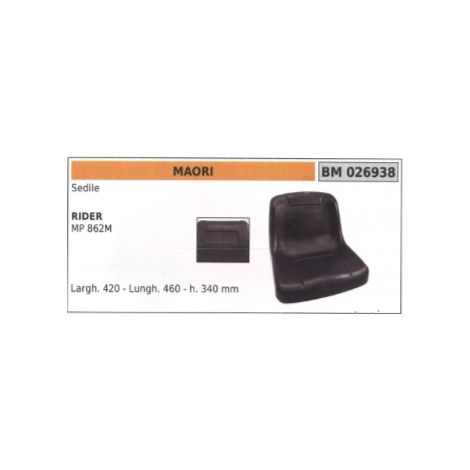 Sedile MAORI trattorino RIDER MP 862M larghezza 420 mm lunghezza 460 mm h. 340mm