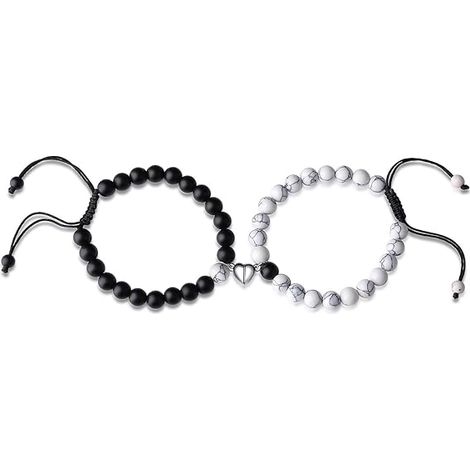 Bracelets pour couples, symboles d'amour éternel, bracelets pour lui et elle, bijoux en pierres précieuses, cadeaux de Saint-Valentin pour lui et elle, petit ami ou petite amie