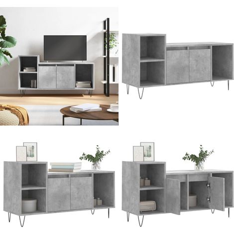 Meuble TV Gris béton 100x35x55 cm Bois d'ingénierie - Meuble Tv - Meuble Téléviseur - Support Tv - Unité Tv - Meuble Gris - Home & Living (1/5)