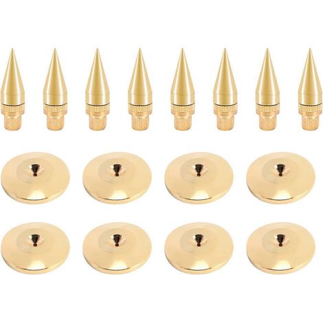 paires de pointes de haut-parleur en cuivre 6 x 36 mm + patins isolants pour pieds de base (1/5)