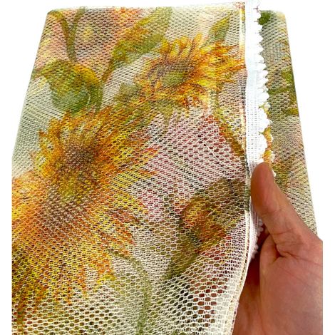 Moustiquaire Sunflowers - Moustiquaire extérieure Balcon de jardin - Polyester avec œillets et franges Cm. 150x250