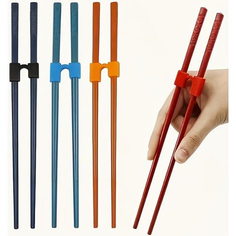 Lot de 2 baguettes pour débutants, ustensiles d'apprentissage antidérapants et faciles à utiliser pour adultes débutants (1/5)