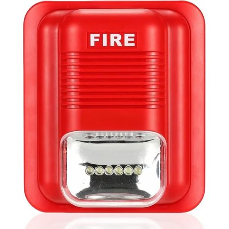 Alarme de Protection Incendie DC12V/24V,Système de Sécurité Alerte Sirène avec Avertisseur Stroboscopique, Alarme Sonore Sirène 105DB, Idéal pour Les Bureaux De L'école à La Maison. (1/5)