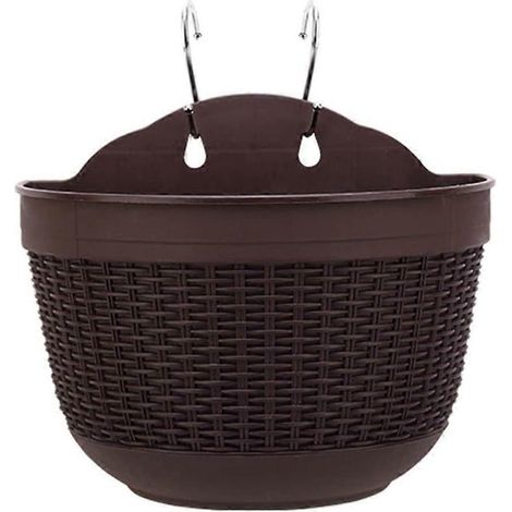 Hängender Kunststoff-Blumentopf mit Haken für Garten, Balkon, Terrasse, Außenbereich, 21 x 13,5 cm, braun