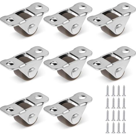 Lot de 8 petites roulettes de meuble en caoutchouc de 1,2 cm avec plaque en acier, mini volants, plaque métallique fixe, roues en caoutchouc à profil bas pour petits appareils, meubles, projets de (1/5)