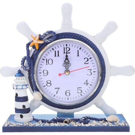 Décoration maritime JeiibrZui - Ornement phare - Horloge de bureau rétro - Design élégant - Pour bureau et salon (1/5)