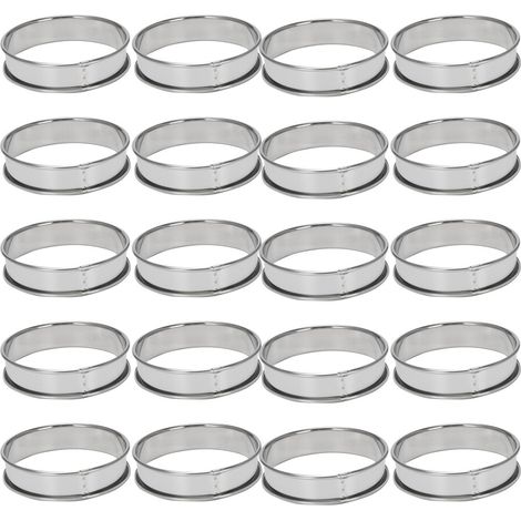 Anillos para muffins de 4 pulgadas, anillos para crumpets, juego de 50 anillos de acero inoxidable para muffins, moldes para doble rollo. (1/4)