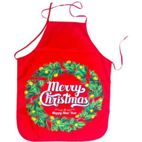 Delantal Navidad - Estampado Papa Noel Reno Cumbre - Poliéster - 60 x 80 cm - Para Cocinar y Repostería - Unidad (1/5)
