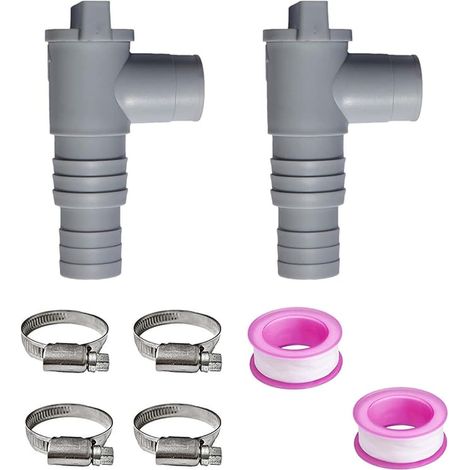 32 mm Stop Valve, Pool Hose Adapter, Pool Stop Valve, Stop Valves for Swimming Pools with 4 Clamps, Shut-Off Valve for Swimming Pools (1/5)
