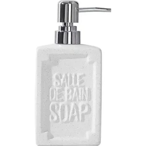 Distributeur de savon moussant en céramique blanche pour salle de bain, avec recharge pour lotion, gel douche et après-shampoing. Décoration pour salle de bain et cuisine. (1/5)