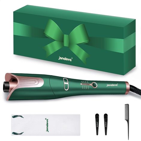 Automatic Curling Iron 25 mm with 4 Adjustable Temperatures, Automatic Ceramic Curling Iron for Long Hair – Green (1/5)