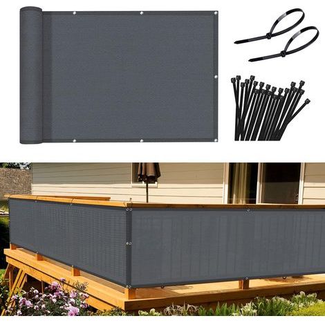 Brise-vue balcon 90x300 cm HDPE 185g/m² – Protection UV 95% – Installation rapide avec perforations – Couleur anthracite (1/5)