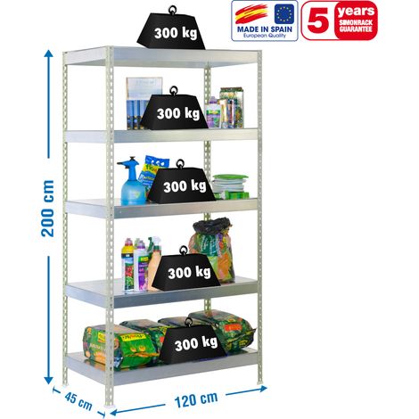 Simonrack Bricoforte 1204-5 scaffale in metallo zincato 5 ripiani