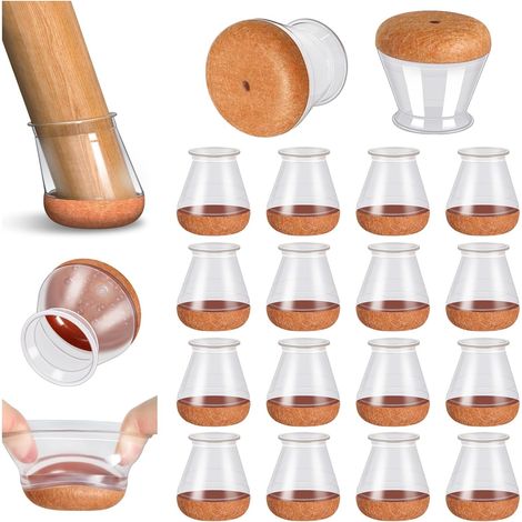 Chair Leg Protectors, Silicone Chair Pads with Thickened Felt, 16 Pieces Transparent Small Chair Pads, Floor Protectors, Reduce Scratches (1/5)