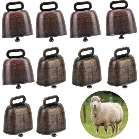 10 pièces bulles de vache vintage, bulles d'animal de compagnie en métal, bulles de bronze, bulles de chèvre/bulles de vache (petite taille), 35 x 24 x 37 mm, adaptées aux vaches, chevaux et moutons ( (1/5)