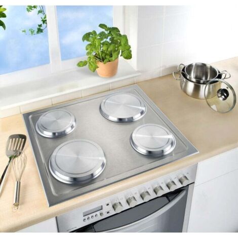 NALOOKAMIC Protection Cuisinière électrique, couvre plaque en acier, Lot de 4, Acier inox, ø16 et 20 cm, mat (1/3)