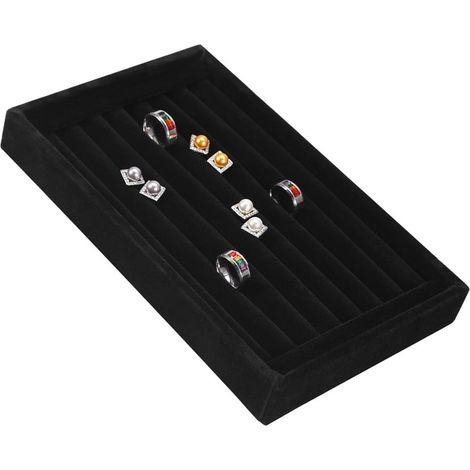 Ringaufbewahrungstablett aus Holz mit weichem Flanellfutter, Ringaufbewahrungsbox mit 7 Fächern für 50–70 Ringe, Präsentationsbox (1/5)