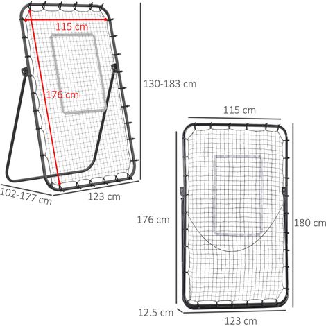 Rebondisseur de football pliable, mur de rebond réglable, cadre en métal noir HAVRYA (1/5)