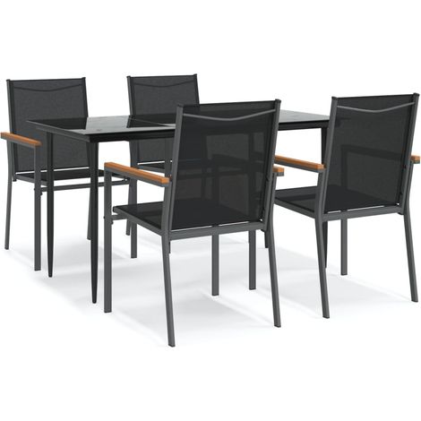 Maison Exclusive - 5-tlg. Garten-Essgruppe Schwarz Textilene und