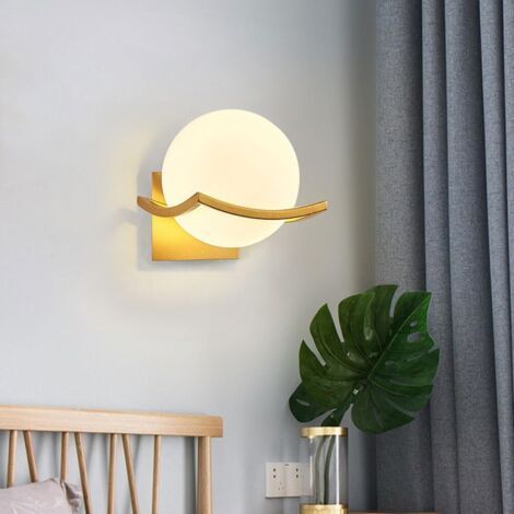 Moderne Wandleuchte für den Innenbereich, E27-Wandleuchte mit Glasschirm, goldene Wandleuchte für Schlafzimmer, Wohnzimmer, Flur und Treppenhaus, Leuchtmittel nicht enthalten [Energieklasse E] (1/3)