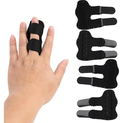 4PCS Attelles de Doigt Réglables, Attelle Doigt, Attelle Doigt Respirants, Attelle Petit Doigt, Attelle De Doigt à GâChette, pour Trigger Finger (Noir)