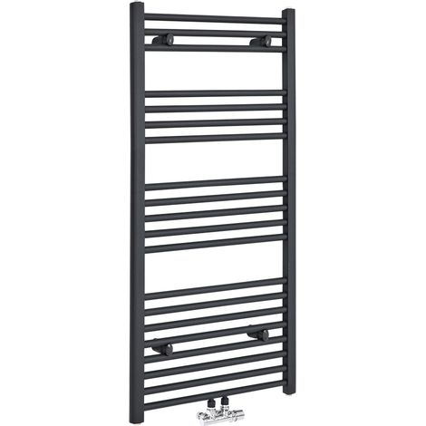 Hudson Reed Neva - Sèche-Serviettes Design Moderne - Raccordement Central - Anthracite - 118.8 cm x 60 cm (1/4)