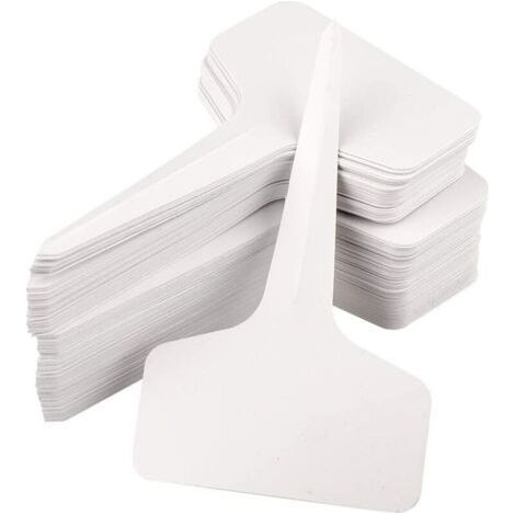 100 mini étiquettes en plastique pour plantes en forme de T, étiquettes pour plantes, 6 x 10 cm, pratique pour tous les jardiniers Blanc (1/5)