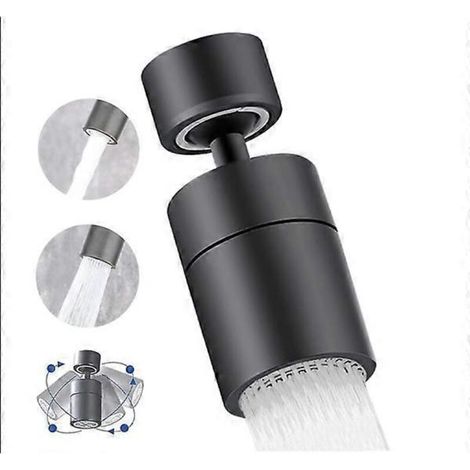 Aérateur de robinet, bec pivotant à 360°, mitigeur de cuisine, noir, 2 pièces, filtre à pulvérisation, lavabo (1/4)