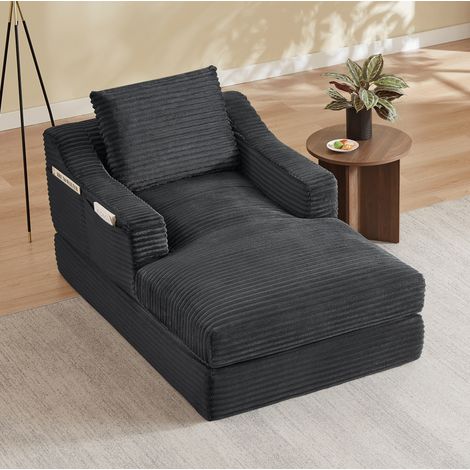 Divano letto 160x100x85 cm grigio scuro, design a doppio strato in schiuma e tessuto a coste MEUBLIV (1/5)