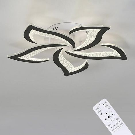 Modern Ceiling Light,Black LED Dimmable Ceiling Lights Chanceliers,5 Petals Flush Mount Ceiling Lamp Light Fixtures for Living Room Bedroom Dining Room Hallway Office Kitchen(48W) (1/5)