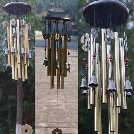 13 tubes Carillon à vent en cuivre, son apaisant, décoration extérieure jardin maison