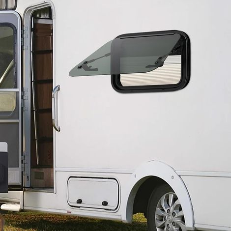 Ausstellfenster Wohnmobilfenster mit Fliegengitter Seitenfenster Wohnmobil Fenster mit Schalterverriegelungen und Stützstangen für Wohnmobile Wohnwagen Wohnmobile (Abgerundete Ecken, 500x350mm) (1/5)