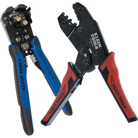 Kit d'outils de sertissage électrique avec pince à dénuder automatique et pince à sertir isolée à cliquet (1/5)