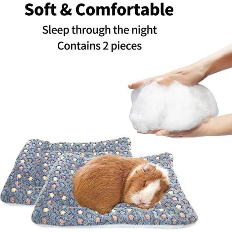 Juego de 2 cojines cuadrados de peluche para conejillos de indias: para hámster, azúcar, erizo y conejos. Accesorios para jaulas (1/4)