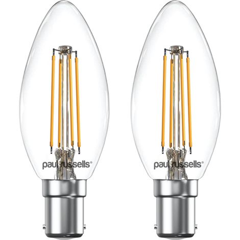 Pack de 2 ampoules à filament LED style vintage Petite baïonnette 4W - Lustre C35 B15 SBC 2700K Blanc chaud - incandescentes Ampoules de rechange 40 W [Classe énergétique A +] [Classe énergétique A+]