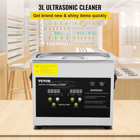Nettoyeur à Ultrasons Numérique 3 L, Chauffage 200 W, Ultrasons 120 W, Bac Ultrasons avec Chauffage et Minuterie, Appareil de Netto… (1/5)