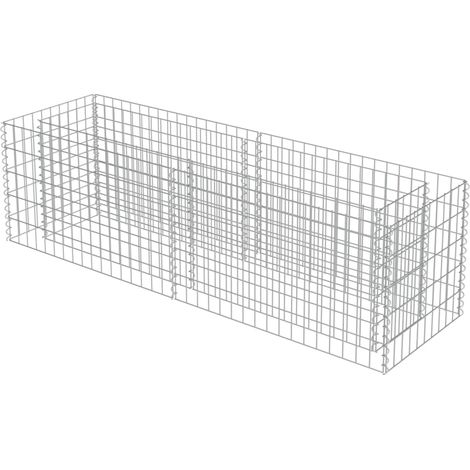 Macetero elevado plantas flores gaviones jardín 180 cm acero galvanizado 020001285