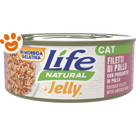 Life Cat Jelly Pollo con Prosciutto - Lattina 70 Gr -