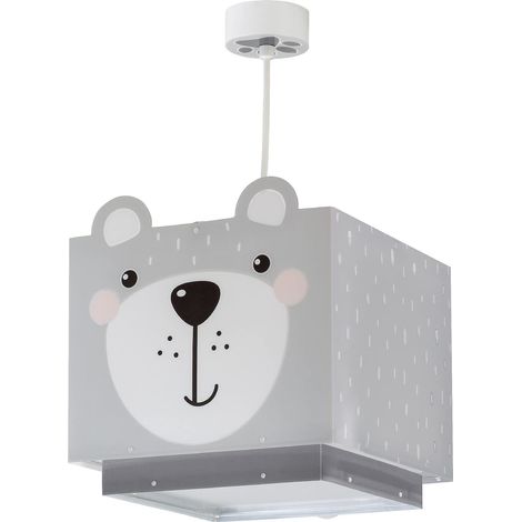 Lampe Suspension Enfant Little Teddy Ours Animaux Gris, lustre chambre enfant, 64572, E27 (1/4)