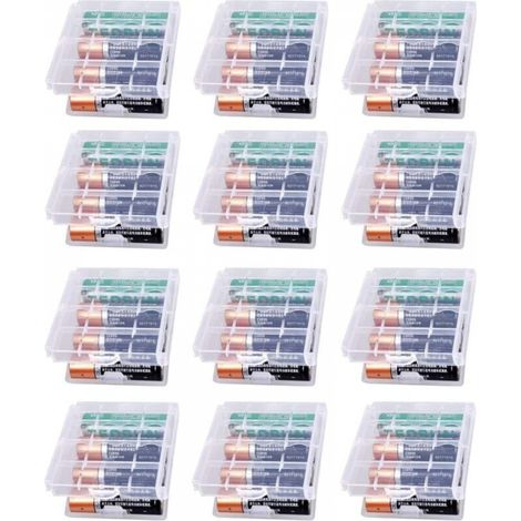 Lot de 12 Boîte à Piles en Plastique, Boîte de Rangement pour Piles et Batteries Rechargeables, Boîte à Piles pour AA et AAA (1/4)