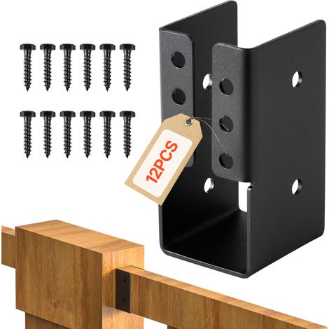 VEVOR Balkenschuh, Balkenverbinder mit verdecktem Flansch für den Außenbereich mit Schrauben, Pfostenträger aus Stahl für 49x92 mm Balken, Holzverbinder für Schaukel, Zaun, Holzrutschen, 12 Stk. (1/5)