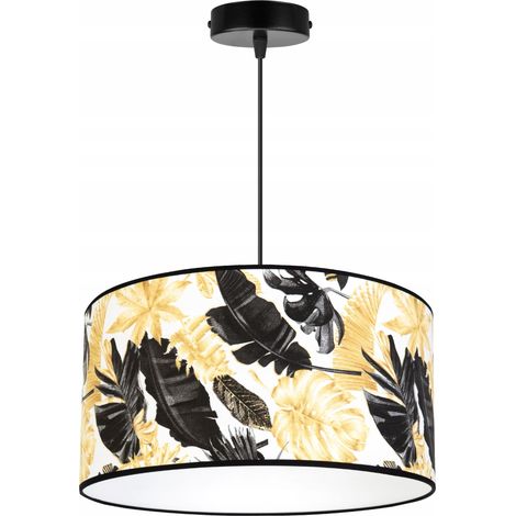 LÁMPARA DE TECHO COLGANTE, PANTALLA, FLORES DORADAS, LED (1/5)