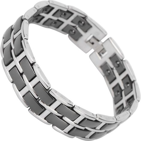 Bracelet magnétique simple en acier titane noir, bracelet de magnétothérapie pour soulager la douleur (1/5)